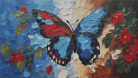 Blue Christmas Butterfly - X Squared Cross Stitch