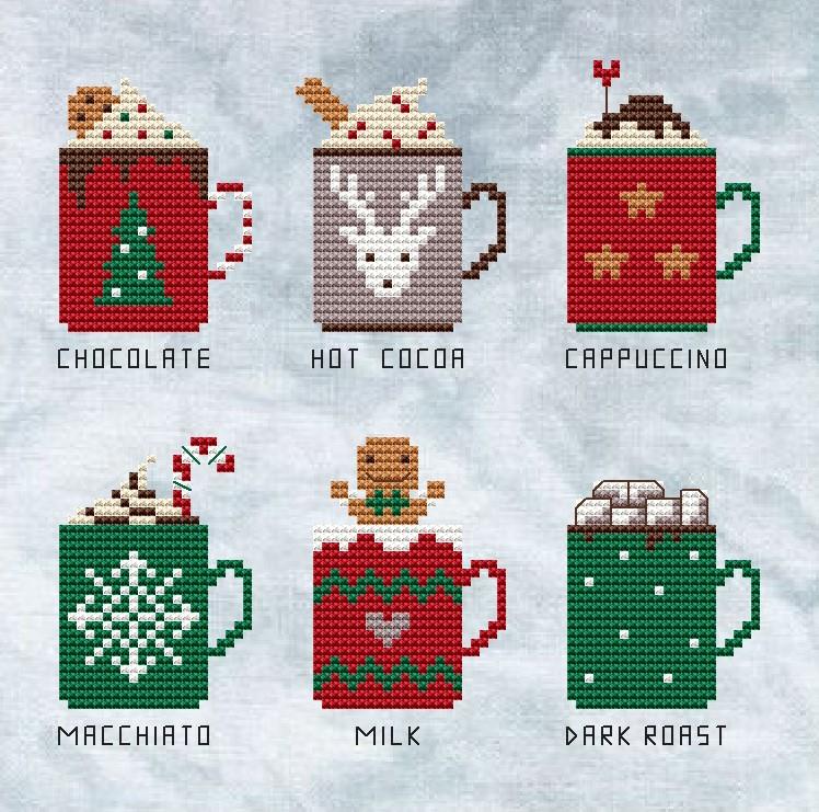 Christmas Mugs - Cute Embroidery by Kate