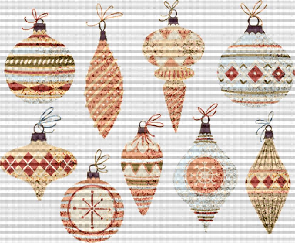 Set Of Christmas Ornaments - X Squared Cross Stitch