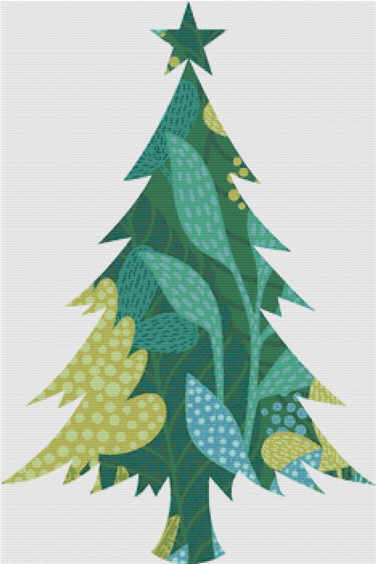 Abstract Leaf Christmas Tree - X Squared Cross Stitch