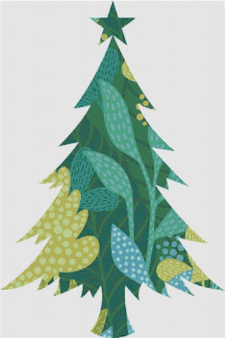 Abstract Leaf Christmas Tree - X Squared Cross Stitch