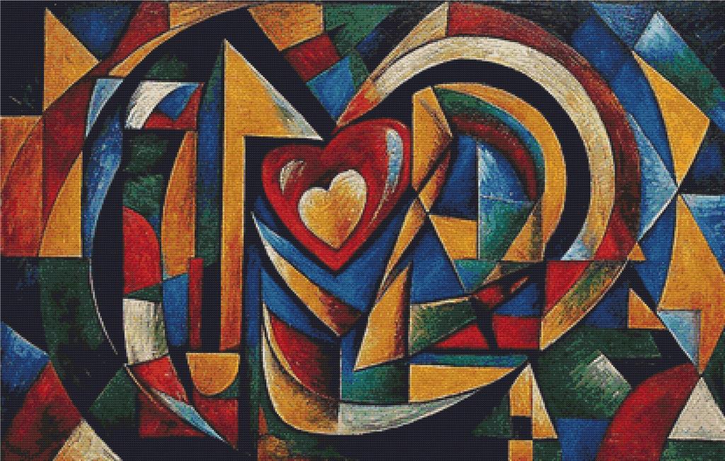 Cubist Heart - X Squared Cross Stitch