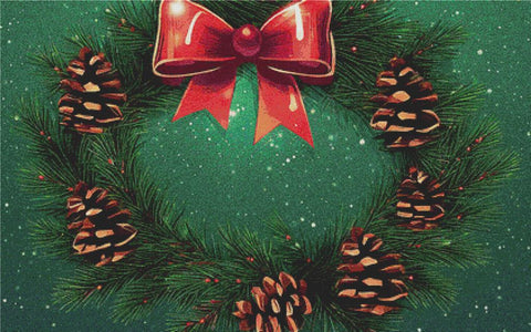 Christmas Wreath With A Bow And Pinecones - X Squared Cross Stitch