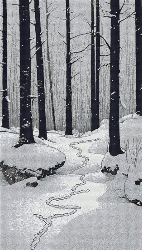 Snowy Forest Scene - X Squared Cross Stitch