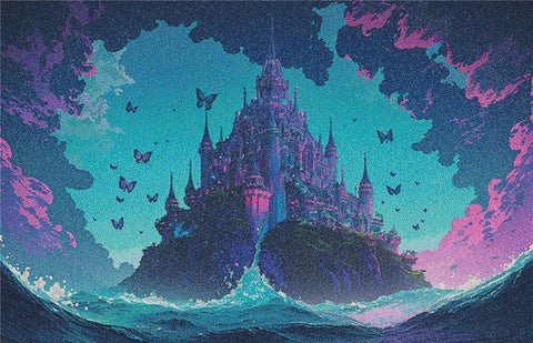 Grand Cobalt Castle - X Squared Cross Stitch