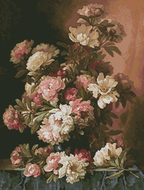 Pink And White Peonies - Artecy Cross Stitch