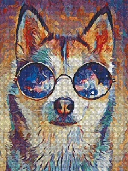 Mini Cool Abstract Husky - Artecy Cross Stitch