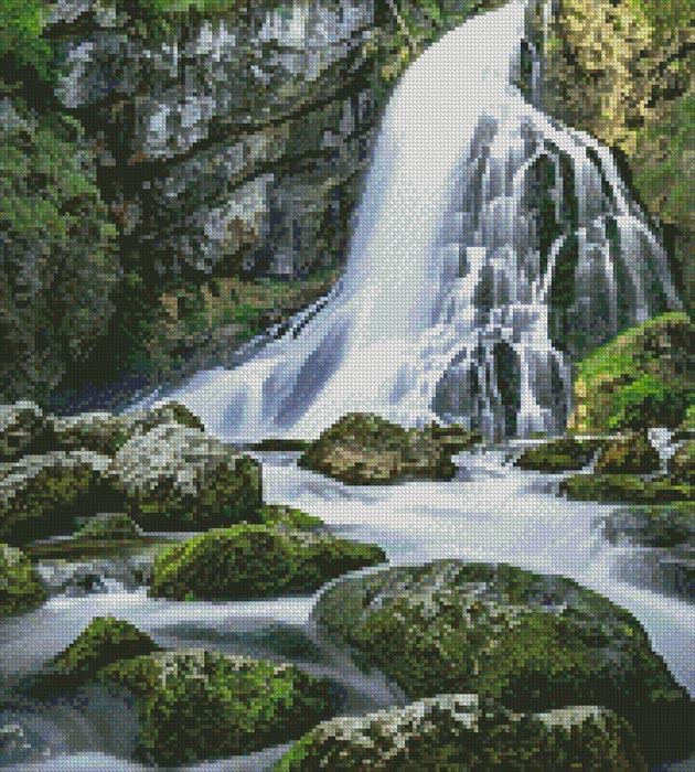 Gollinger Waterfall (Crop) - Artecy Cross Stitch