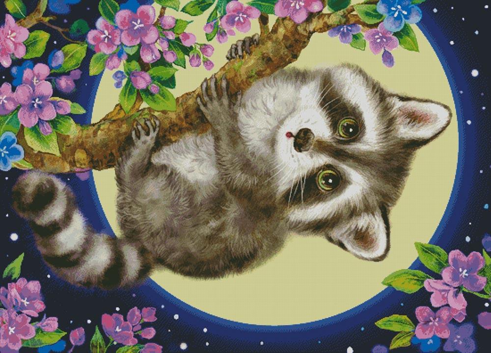 Raccoon In The Moonlight (Large) - Artecy Cross Stitch