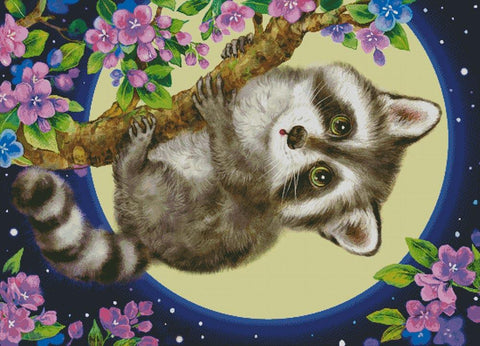 Raccoon In The Moonlight (Large) - Artecy Cross Stitch