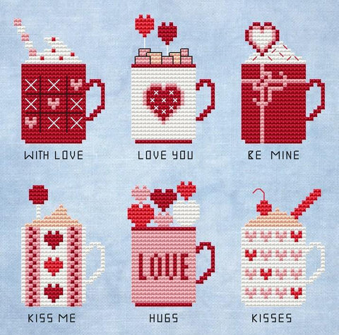 Valentine's Day Mugs - Cute Embroidery by Kate