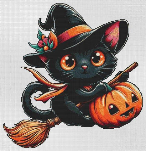 Witch Kitty 2 - White Willow Stitching