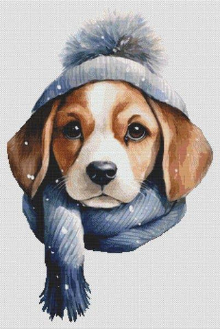 Winter Beagle - White Willow Stitching