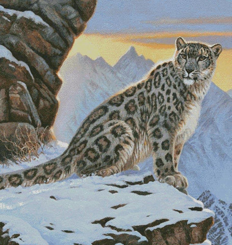 Snow Leopard Mountain (Large Crop) - Artecy Cross Stitch