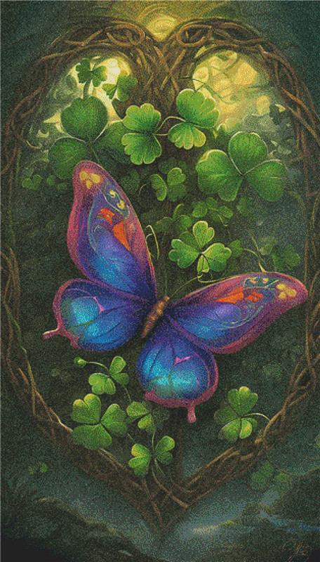 Shamrock Butterfly Heart - X Squared Cross Stitch