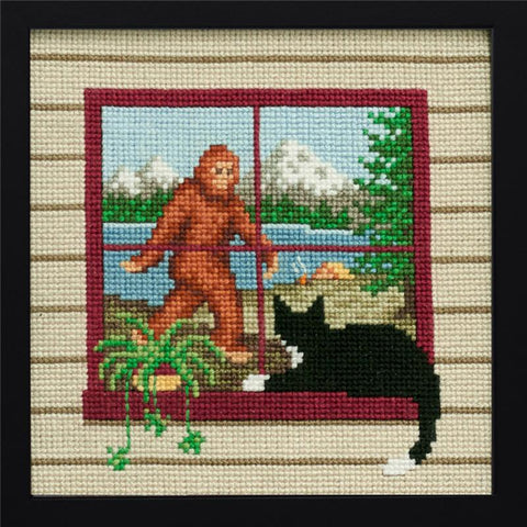 What The Cat Saw: Bigfoot! - Lola Crow Cross Stitch