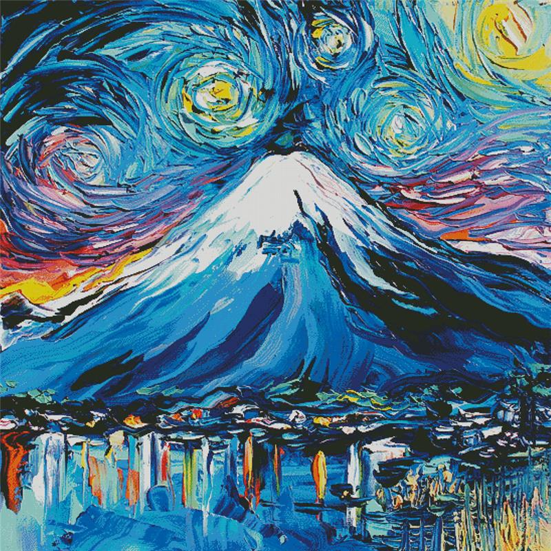 Van Gogh Never Saw Mount Fuji (Large) - Artecy Cross Stitch