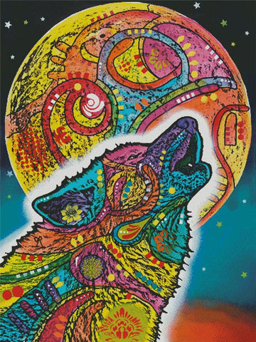 Abstract Howling Wolf (Large) - Artecy Cross Stitch