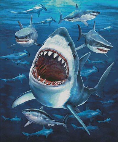 Shark Frenzy (Large) - Artecy Cross Stitch