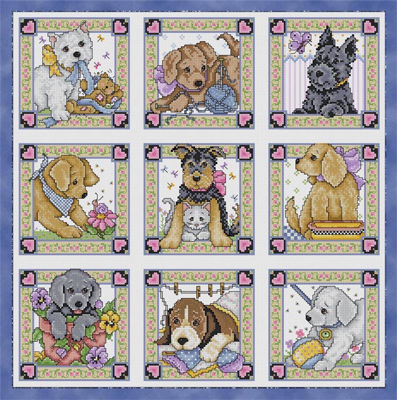 Nine Playful Puppies - Joan Elliott Designs