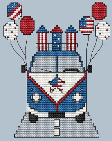 Patriotic Bus - Cute Embroidery by Kate