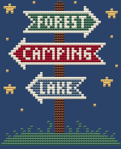 Camping Sign - Cute Embroidery by Kate