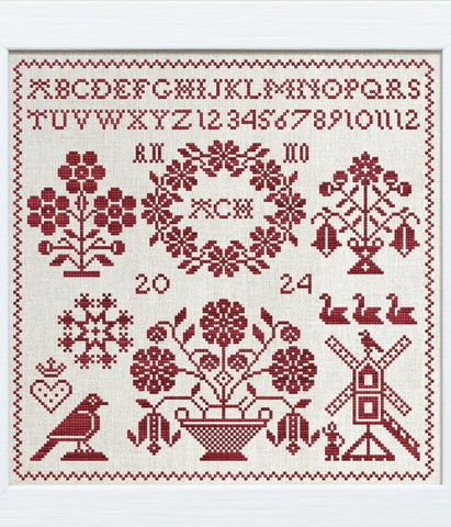 A Little Red Spring Sampler - Modern Folk Embroidery