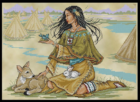 Native American Maiden - Joan Elliott Designs