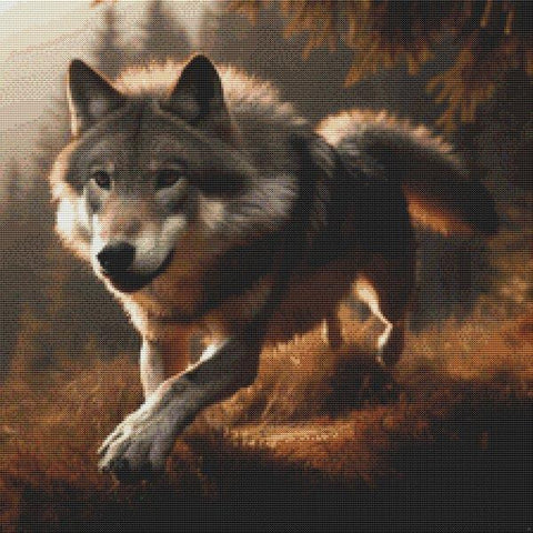 Running Wolf - White Willow Stitching