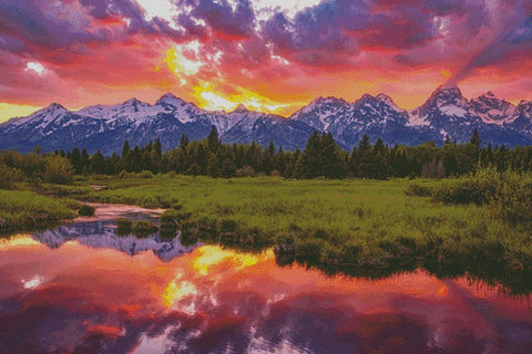 Blacktail Ponds Sunset (Large) - Artecy Cross Stitch