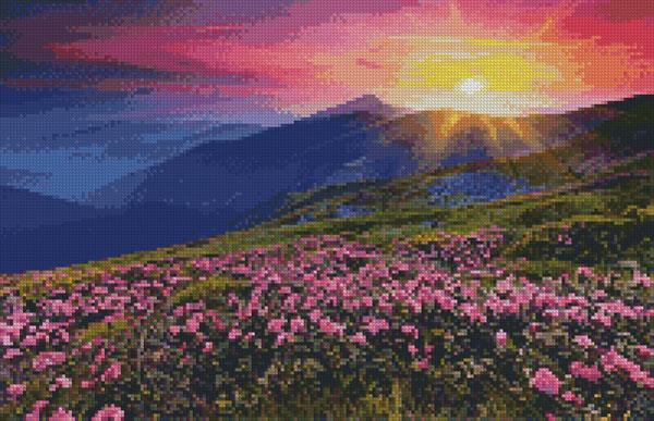Mini Rhododendron Mountain Sunset - Artecy Cross Stitch