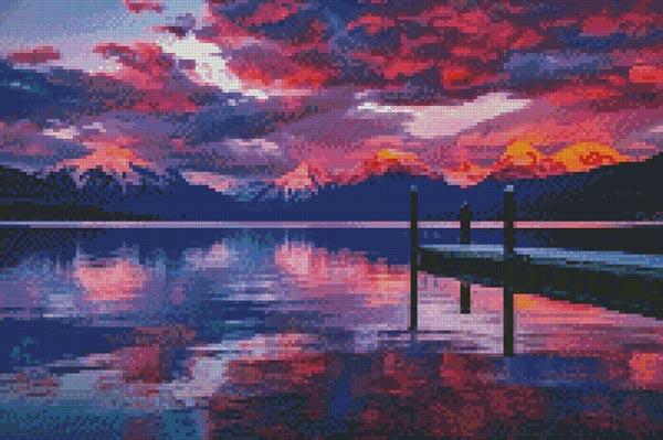 Mini Lake McDonald Sunset - Artecy Cross Stitch