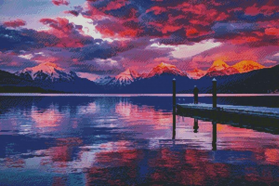 Lake McDonald Sunset - Artecy Cross Stitch