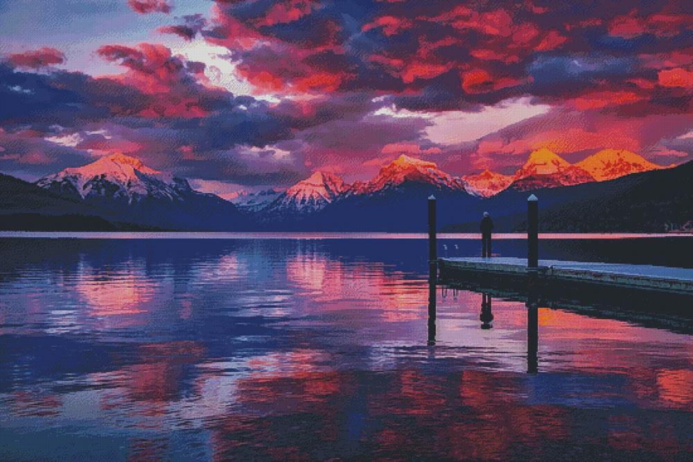 Lake McDonald Sunset (Large) - Artecy Cross Stitch