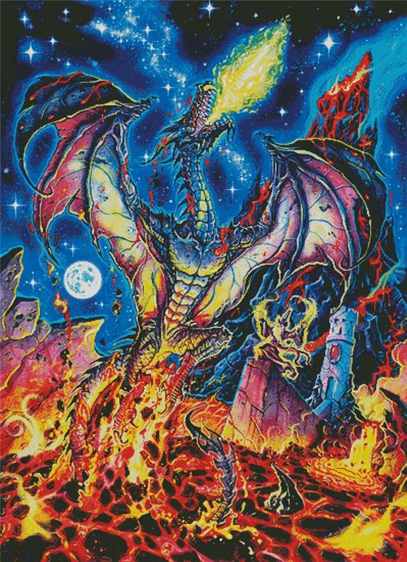 Lava Dragon (Large) - Artecy Cross Stitch