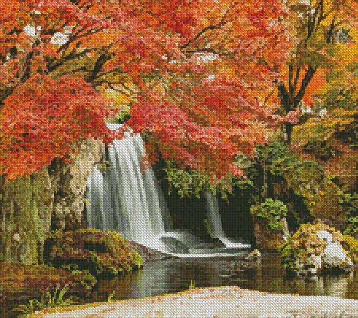 Autumn Waterfall (Crop) - Artecy Cross Stitch