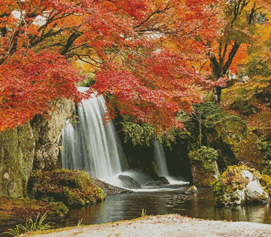 Autumn Waterfall (Large Crop) - Artecy Cross Stitch