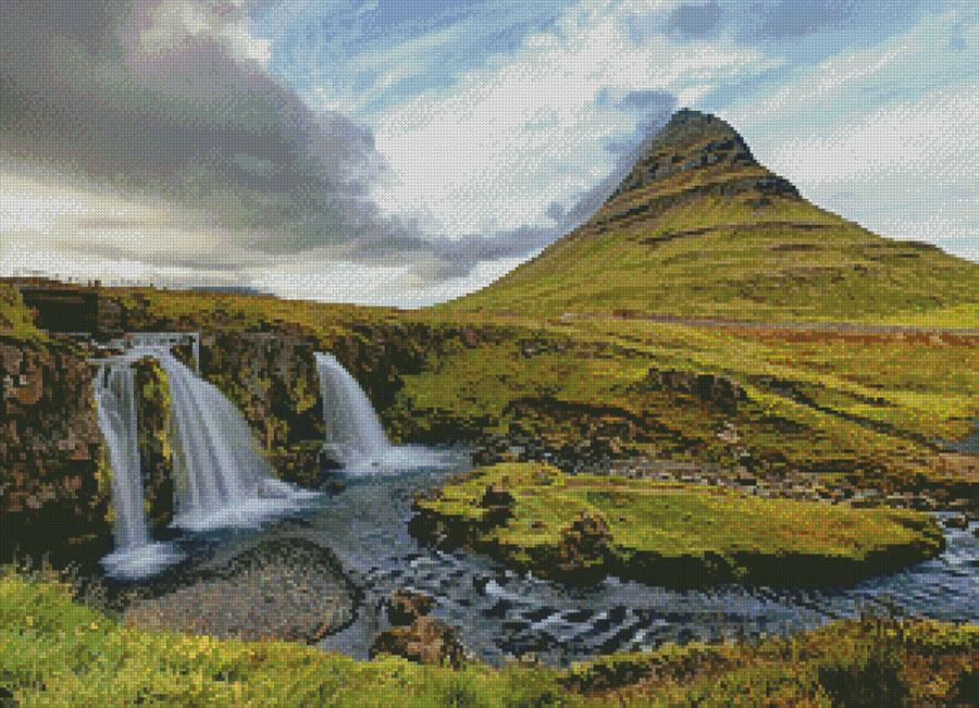 Kirkjufellsfoss Iceland - Artecy Cross Stitch