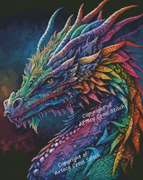 Mini Rainbow Dragon - Artecy Cross Stitch