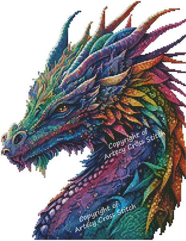 Mini Rainbow Dragon (No Background) - Artecy Cross Stitch