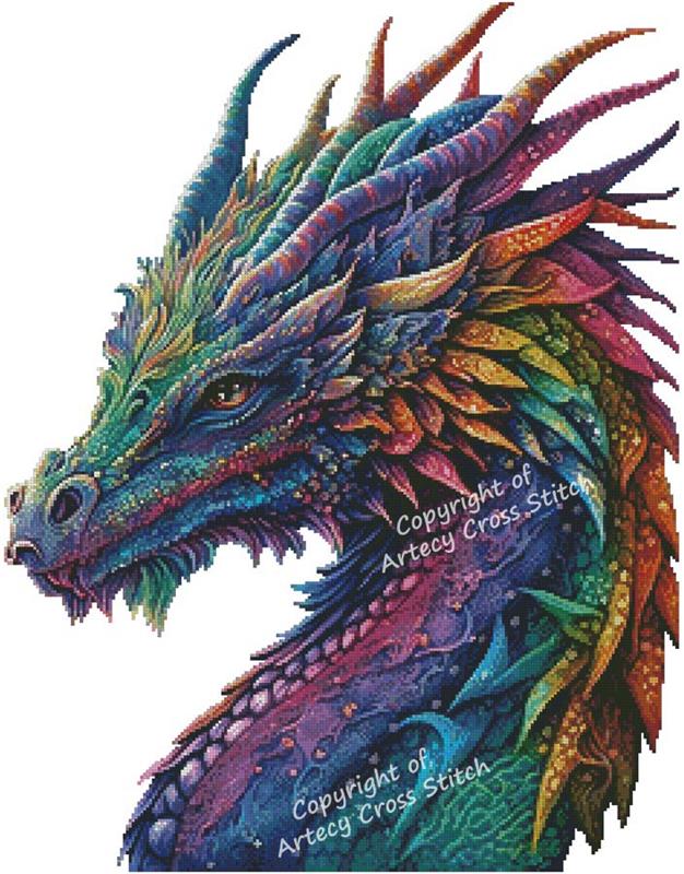 Rainbow Dragon (No Background) - Artecy Cross Stitch