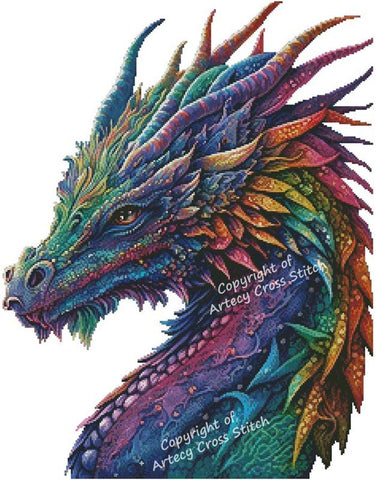 Rainbow Dragon (No Background) - Artecy Cross Stitch