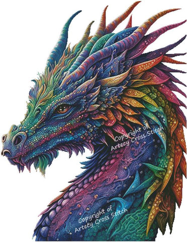 Rainbow Dragon (Large) No Background - Artecy Cross Stitch