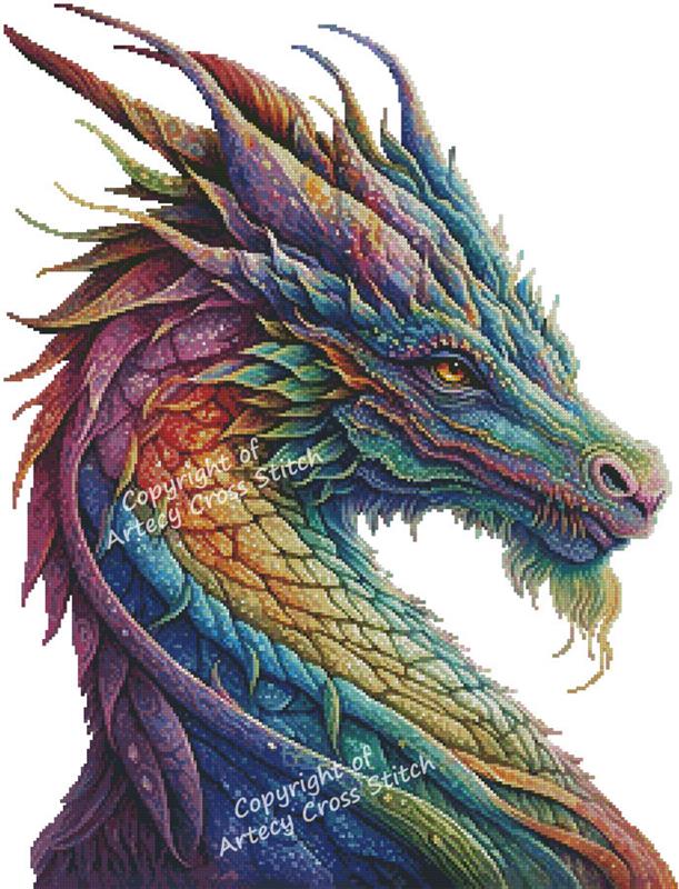 Rainbow Dragon 2 (No Background) - Artecy Cross Stitch