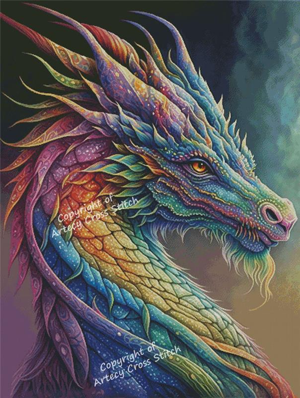 Rainbow Dragon 2 (Large) - Artecy Cross Stitch