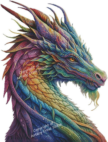 Rainbow Dragon 2 (Large) No Background - Artecy Cross Stitch