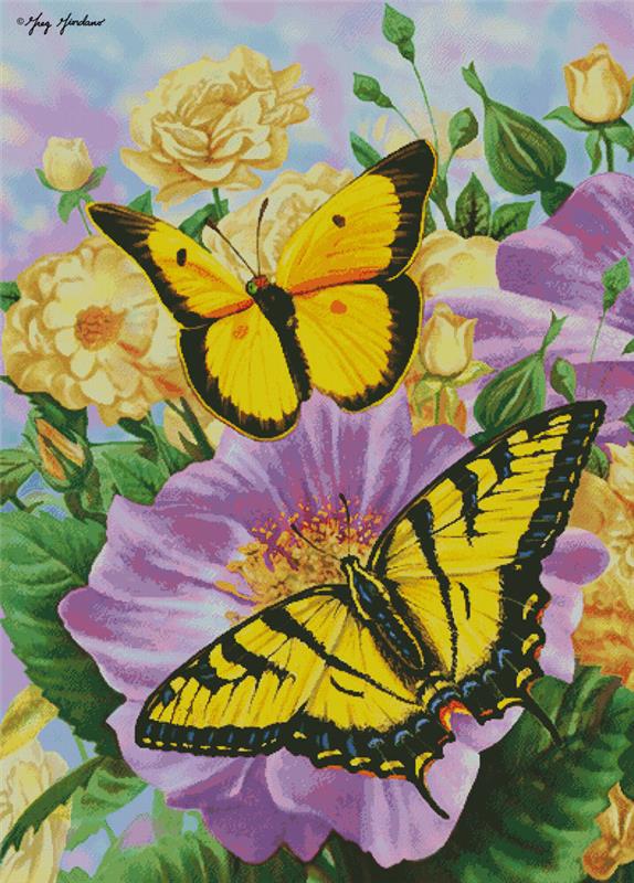 Yellow Butterflies (Large) - Artecy Cross Stitch