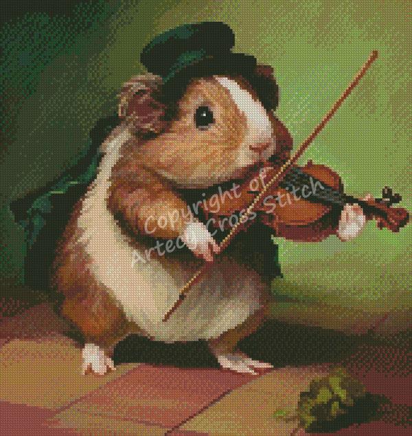 Mini Guinea Pig Playing Violin - Artecy Cross Stitch