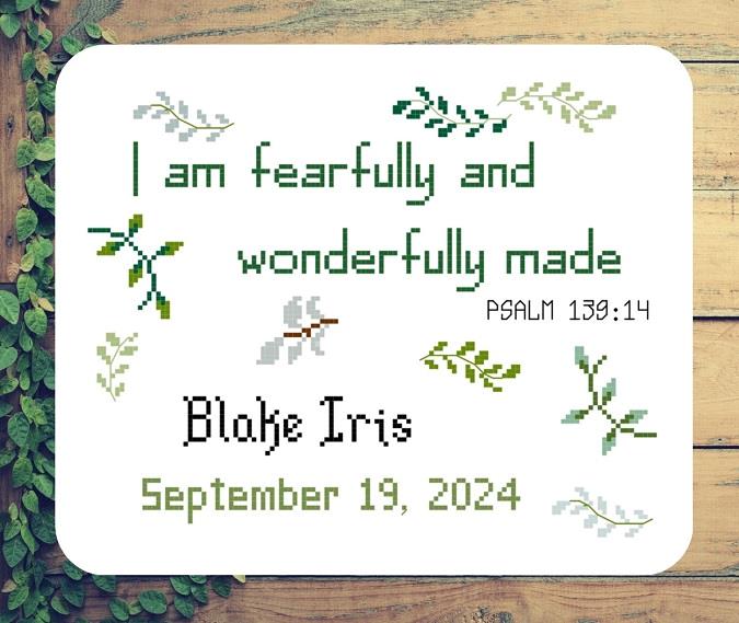 Birth Announcement With Leaves And Vines - Iris Originals