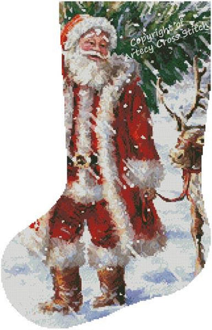 North Pole Tree Stocking (Left) - Artecy Cross Stitch